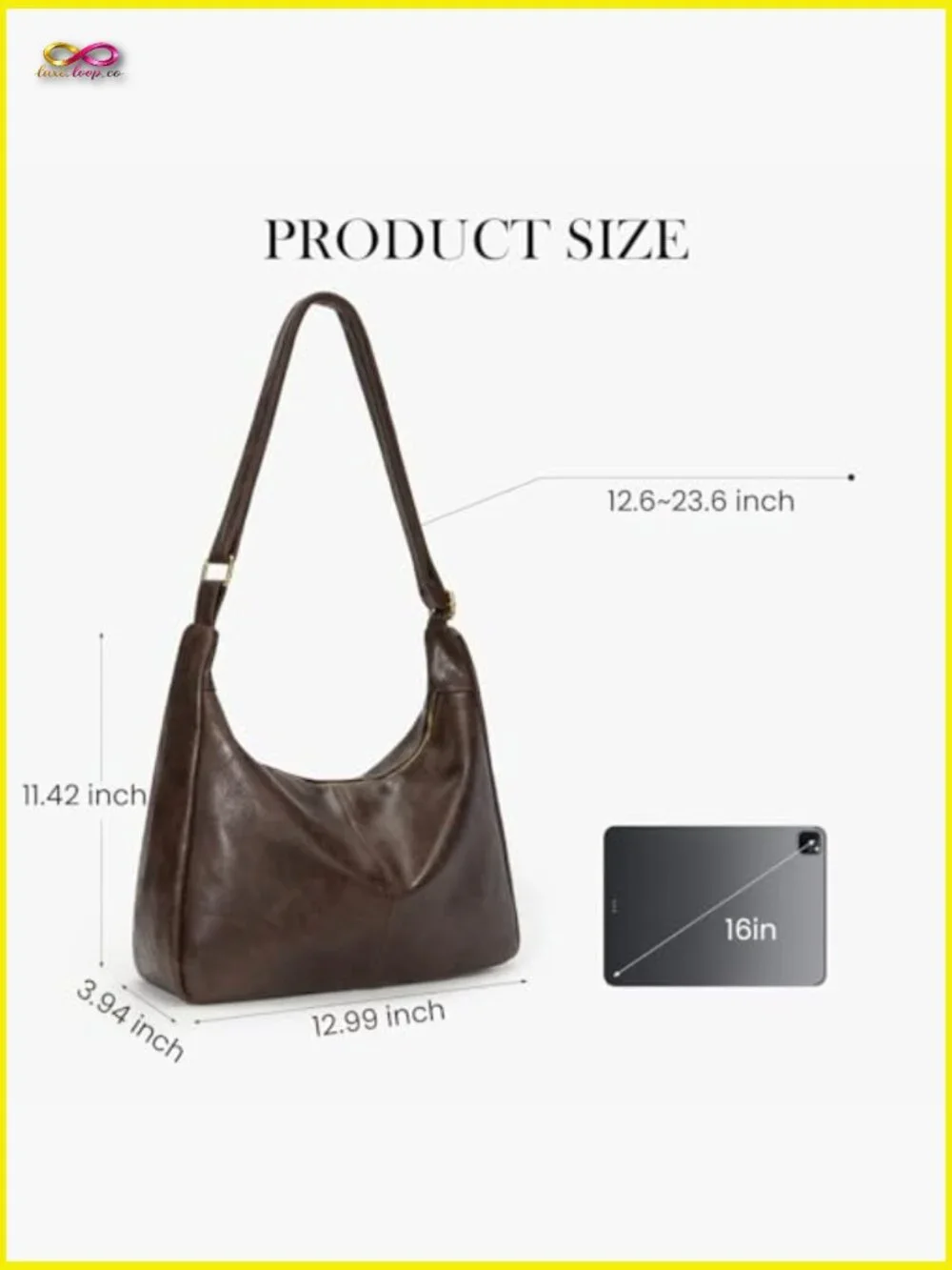 Large Capacity Slouchy Hobo Bag with Adjustable Strap Crossbody Shoulder Tote